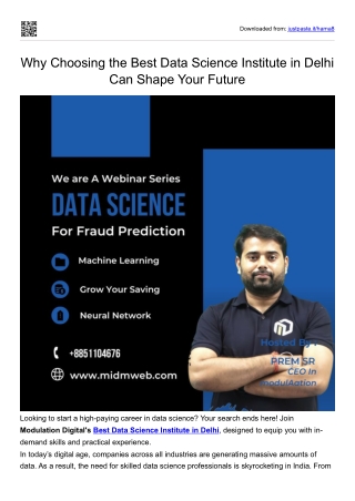 Why Choosing the Best Data Science Institute in Delhi
