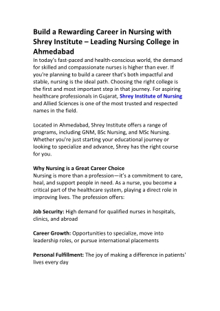 build a rewarding career in nursing with shrey