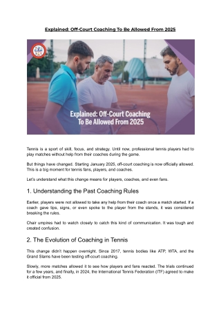 explained off court coaching to be allowed from
