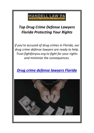 Top Drug Crime Defense Lawyers Florida Protecting Your Rights