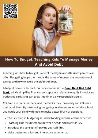 How To Budget: Teaching Kids To Manage Money And Avoid Debt
