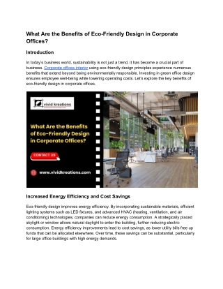 What Are the Benefits of Eco-Friendly Design in Corporate Offices