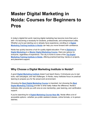 Master Digital Marketing in Noida: Courses for Beginners to Pros