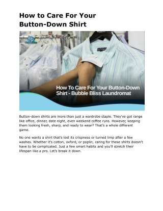 Bubblebliss - How To Care For Your Button-Down Shirt