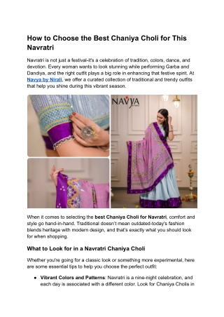 How to Choose the Best Chaniya Choli for This Navratri
