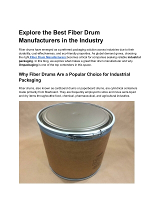 Fiber Drum Manufacturers