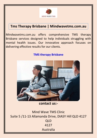 Tms Therapy Brisbane Mindwavetms.com.au
