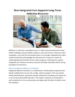 How Integrated Care Supports Long-Term Addiction Recovery