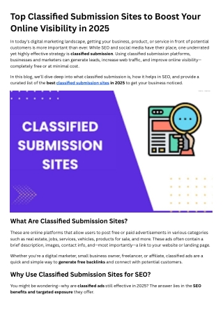 top classified submission sites to boost your