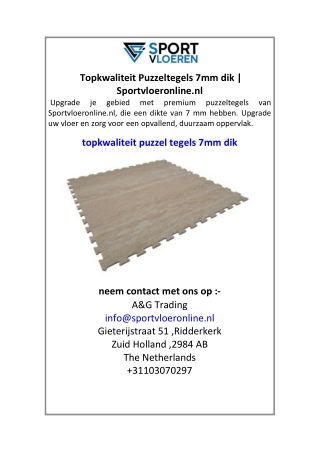 Topkwaliteit Puzzeltegels 7mm dik | Sportvloeronline.nl
