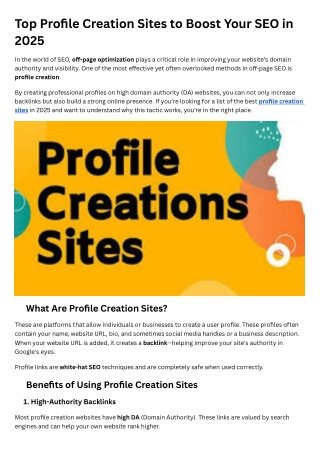 Profile Creation Sites
