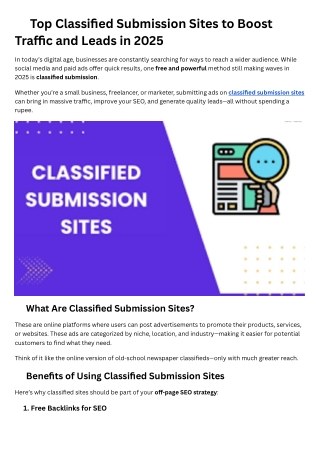 top classified submission sites to boost