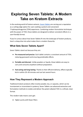 exploring seven tablets a modern take on kratom