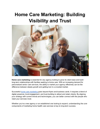 Home Care Marketing Building Visibility and Trust