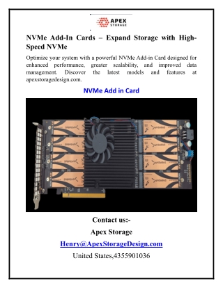nvme add in cards expand storage with high speed