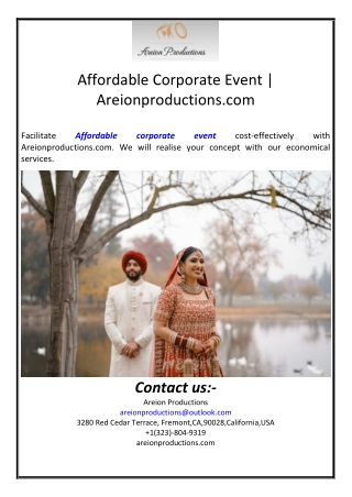Affordable Corporate Event | Areionproductions.com
