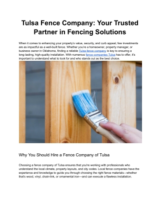 Tulsa Fence Company - Your Trusted Partner in Fencing Solutions