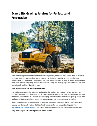 Expert Site Grading Services for Perfect Land Preparation
