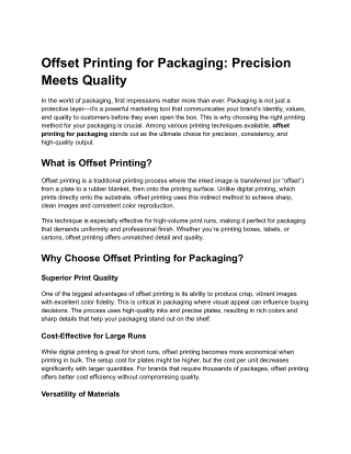 Offset Printing for Packaging_ Precision Meets Quality
