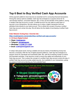 Top 6 Best to Buy Verified Cash App Accounts