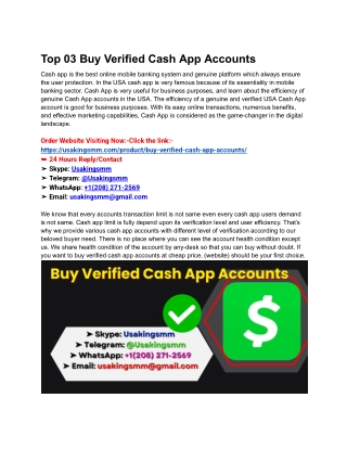 Top 03 Buy Verified Cash App Accounts