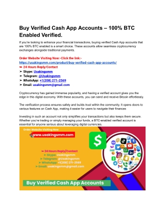 Buy Verified Cash App Accounts – 100% BTC Enabled Verified