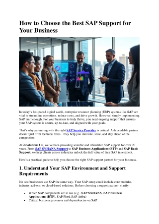 How to Choose the Best SAP Support for Your Business