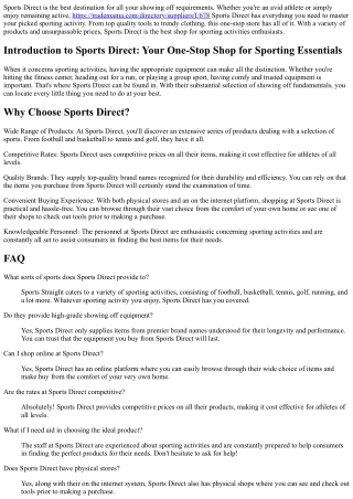 Sports Direct: Your One-Stop Shop for Sporting Fundamentals