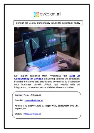 Consult the Best AI Consultancy in London Avkalan.ai Today