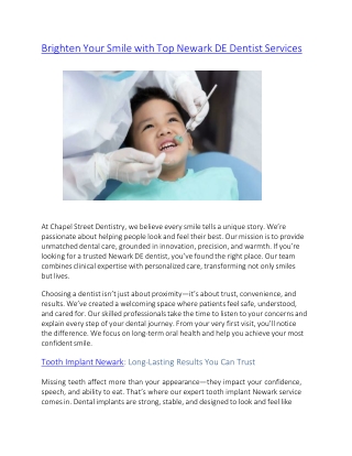 Brighten Your Smile with Top Newark DE Dentist Services