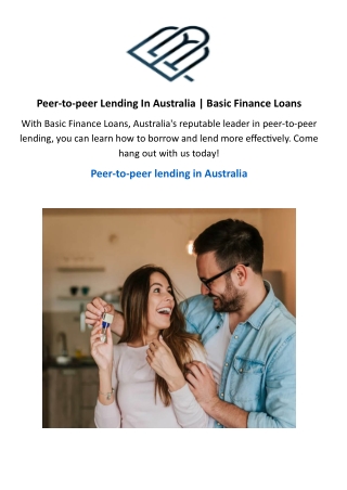 Peer-to-peer Lending In Australia  Basic Finance Loans