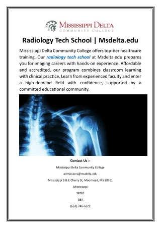 radiology tech school msdelta edu