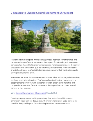 7 Reasons to Choose Central Monument Shreveport