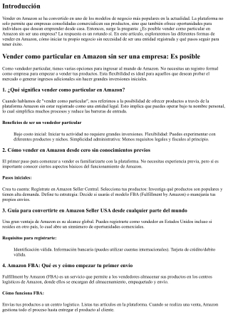 Vender como particular en Amazon sin ser una empresa: Es posible
