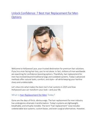 Unlock Confidence 7 Best Hair Replacement for Men Options