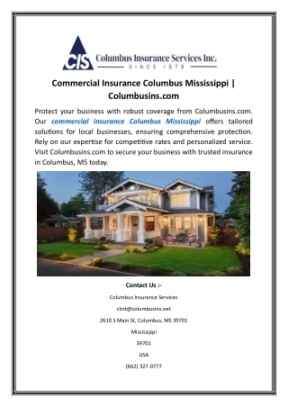 Commercial Insurance Columbus Mississippi Columbusins.com