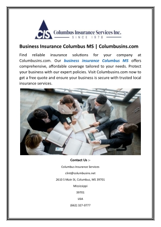 Business Insurance Columbus MS Columbusins.com