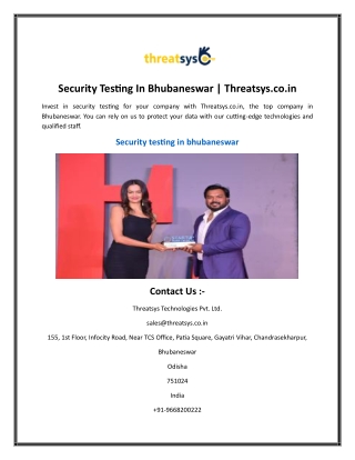 Security Testing In Bhubaneswar  Threatsys.co.in