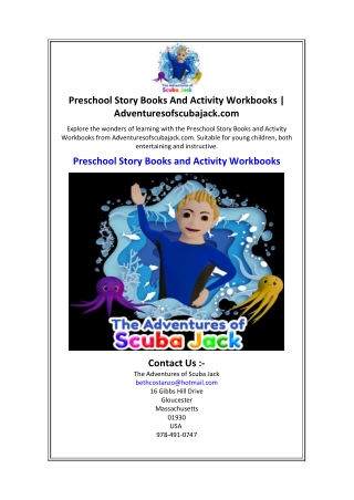 Preschool Story Books And Activity Workbooks | Adventuresofscubajack.com