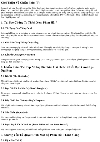 **Ghiền Phim TV: Top Những Bộ Phim Hài Hước Khiến Bạn Cười Ngả Nghiêng**
