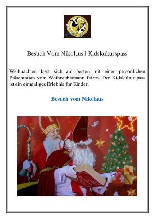 Besuch Vom Nikolaus Kidskulturspass