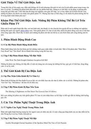 **Khám Phá Thế Giới Điện Ảnh: Những Bộ Phim Không Thể Bỏ Lỡ Trên Ghiền Phim TV**