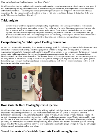 what varies speed air conditioning and how does