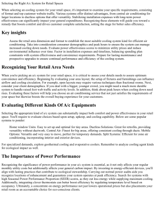 selecting the right a c system for retail spaces