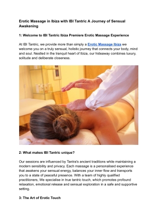 Erotic Massage in Ibiza with IBI Tantric A Journey of Sensual Awakening