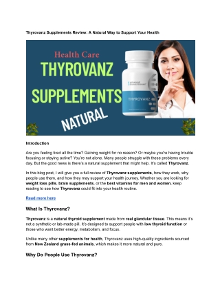 Thyrovanz Supplements Review_ A Natural Way to Support Your Health