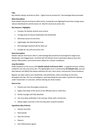 sebollic salicylic serum