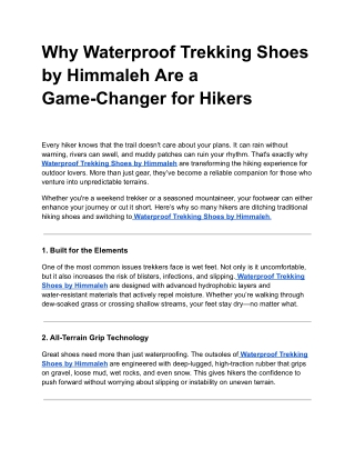 Why Waterproof Trekking Shoes by Himmaleh Are a Game-Changer for Hikers