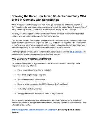 Cracking the Code_ How Indian Students Can Study MBA or MS in Germany with Scholarships