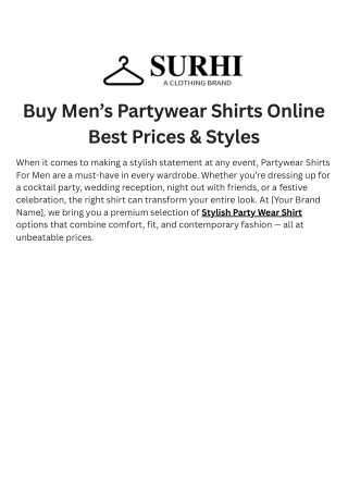 Buy Men’s Partywear Shirts Online — Best Prices & Styles